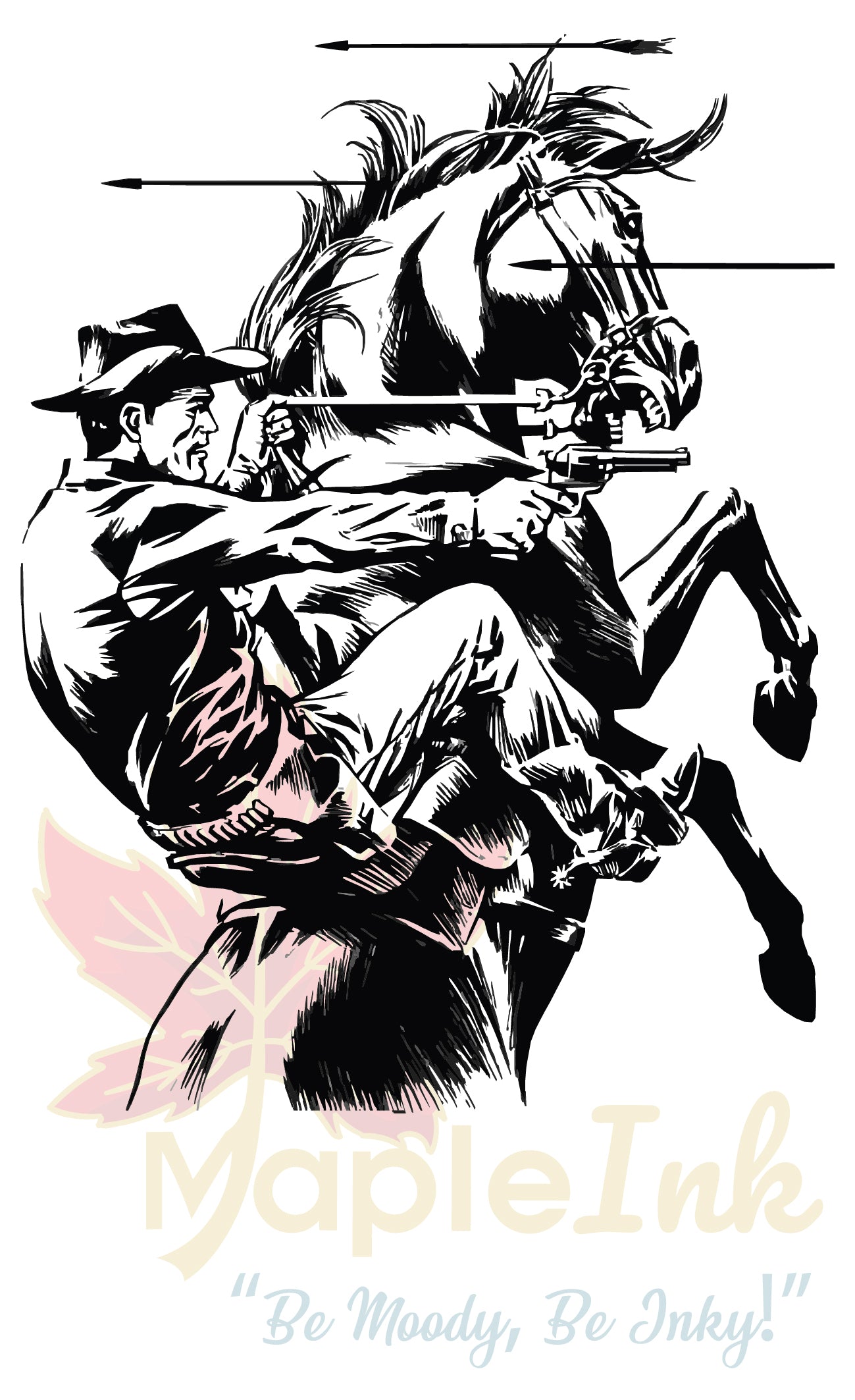 Illustration of a man on horseback 