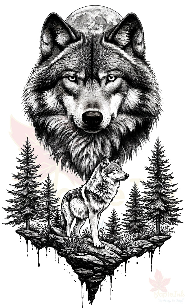Wolf with Moon